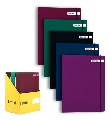 Carpeta Profesional 3 Aros Unicolor Ferrini 100h Raya 5pza Color Multicolor