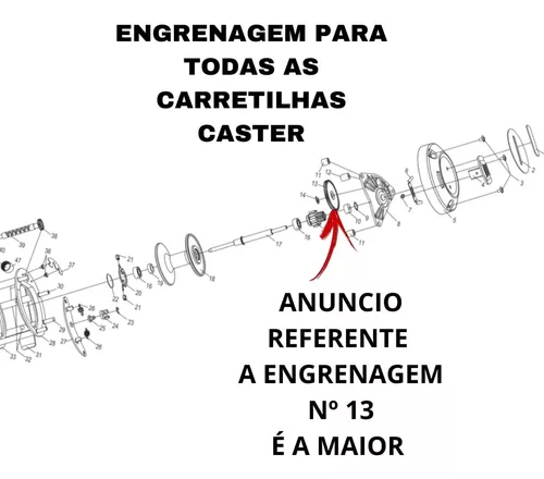 Caster Pesca Engrenagem Reposição 200 Plus Marine Sports