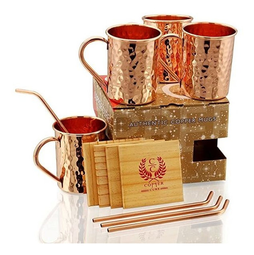 Moscow Mule Cobre Tazas - Conjunto De 4 - Calidad Premium Gi