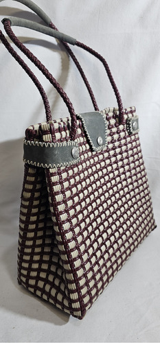 Bolsa Bolsa De Mano Tote Bag Bolsa Artesanal Tote Bag Color Marrón Y Blanco