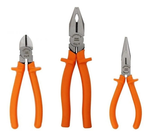 Imagem 2 de 7 de Kit Alicate Universal Bico Corte Isolados 1000v Saga Pro