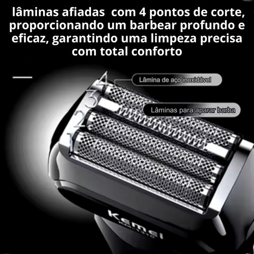 Aparelho De Barbear Kemei Display Led Depilador Elétrico Usb