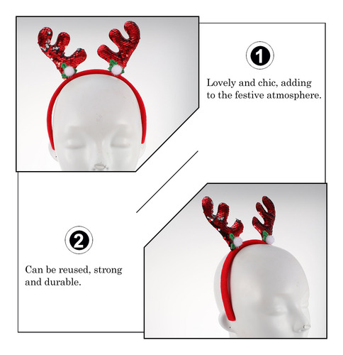Diademas Navideñas Con Cuernos, 3 Unidades, Diademas Navideñ