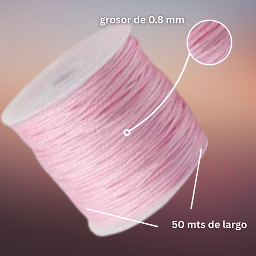 Rollo Hilo Chino 0.8mm Insumo De Bisutería Todo Los Colores Rosa Claro