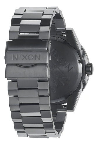 Reloj Nixon Corporal Ss Matte Black Matte Gunmetal Hombre Malla Plateado Bisel Negro Fondo Negro