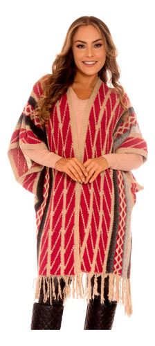 Poncho Estilo Colete Tricô Boho Etnico Plus Size Franjas 