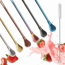 Comprar 6 Bombilla Mate Cuchara Inoxidable Pajillas Popotes Metalico