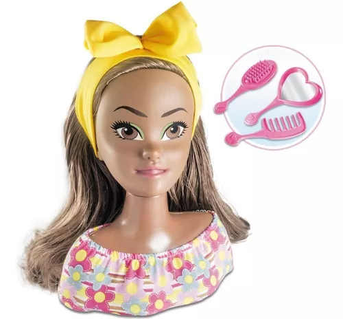 Asixxsix Cabeça de estilização, cabeça de boneca, maquiagem cabeleireiro,  princesa, caixa de presente infantil, brinquedos de maquiagem, busto  conjunto de vestido de boneca para meninas e crianças (MY319-6)