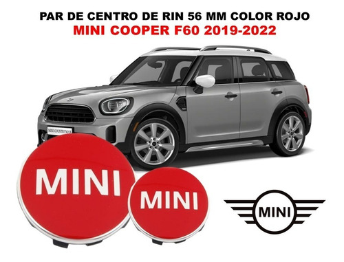 2 Centros De Rin Mini Cooper F60 19-22 Rojo 56 Mm