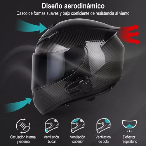 Casco Para Moto Fibra De Carbon Deportivo Con Bluetooth Dot
