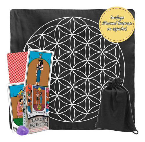 Tarot Egipcio Kier Español Morral+tapete+manual+mod Flor