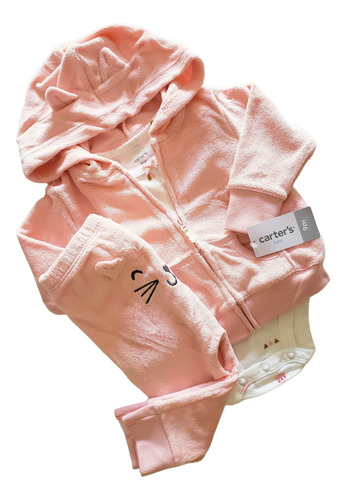 Conjunto Beba Carters Rosa Campera Body Pantalon 9 M 