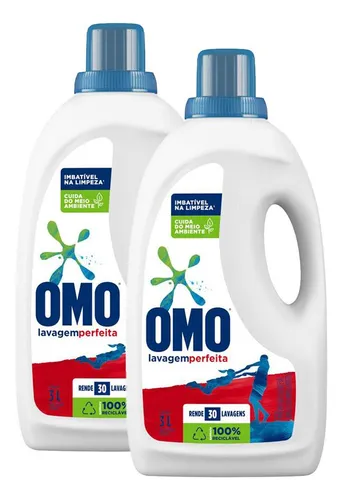 Kit 2 Lava-roupas Omo Líquido Lavagem Perfeita 3L