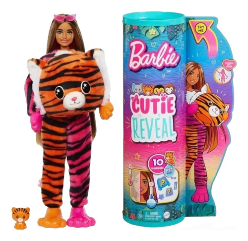 Barbie Cutie Reveal Muñeca Disfraz Tigre 10 Sorpresas.