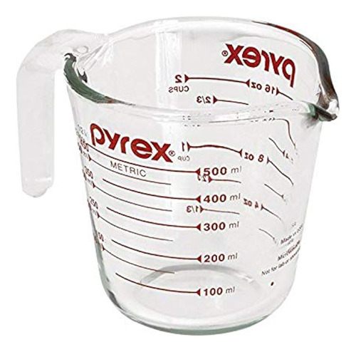 Taza Medidora De 2 Tazas Pyrex Prepware, Gráficos Rojos, Tra