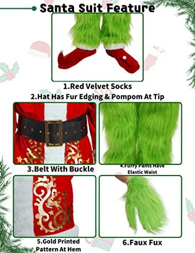 Disfraz De Navidad Frojuly Para Hombre, Monstruo Verde Adult