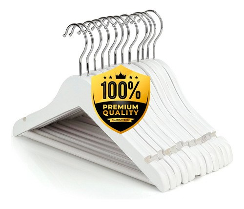 Imagen 1 de 10 de Perchas De Madera De Bebe Blancas X 10 Unidades