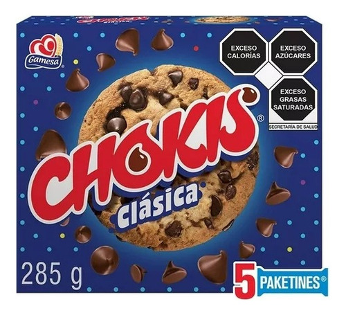 3 Pzas Galletas Gamesa Chokis Clásica Con Chispas Sabor Choc