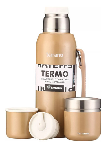 Set Terrano Termo 1lt + Mate Acero Folkie  + Bombilla De Reg