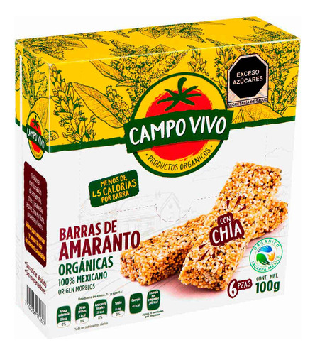 Barra De Amaranto Con Chía Campo Vivo 100g