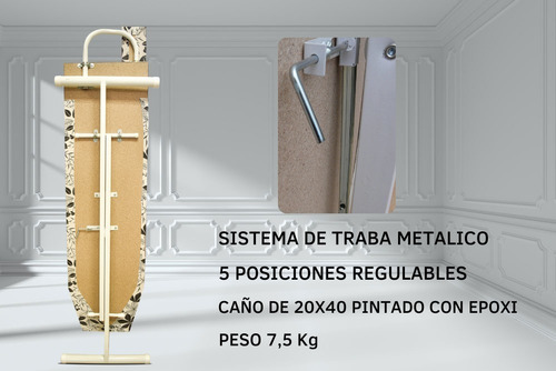 Imagen 7 de 10 de Tabla Planchar Reforzada Manguero Alto Regulable- Disentino®