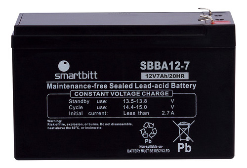 Bateria Reemplazo No Break Ups Smartbitt 12v 7ah Sbba12-7
