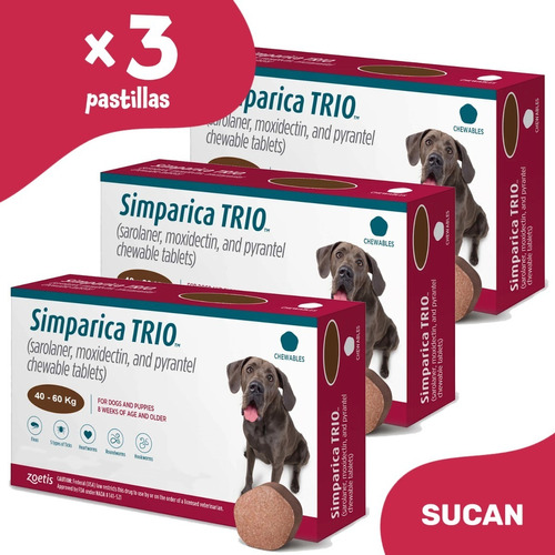 Pastilla Simparica Trio X 3un. - Perros 40 A 60 Kg