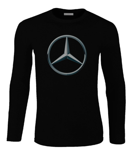 Camiseta Manga Larga Estampada Logo Mercedes Benz Hombre Lbo