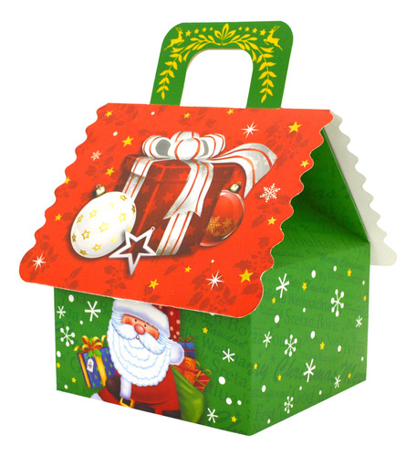 Caja De Regalo Plegable Diseño Navidad Santa Claus L 16x19cm