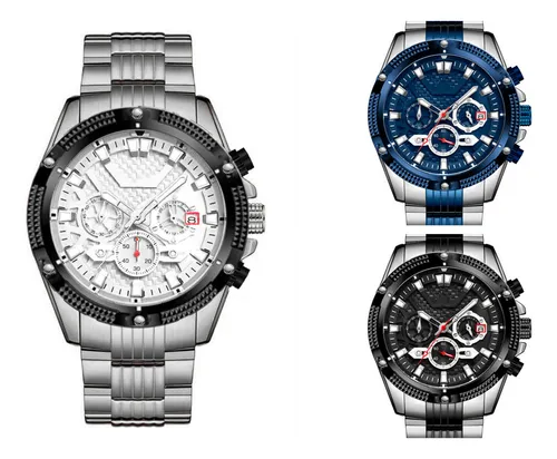 Reloj G-force Gf8021 Cronografo Funcional Acero + Estuche
