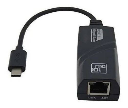 Adaptador USB tipo C para rede LAN Rj45 Gigabit, cor preta