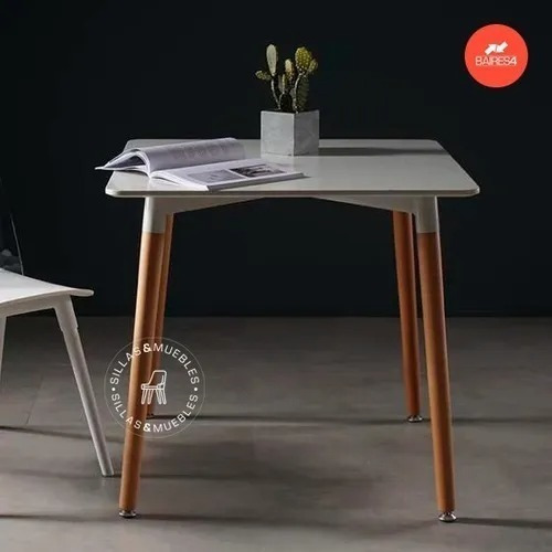 Imagen 6 de 8 de Mesa Eames 70x70 Cuadrada Comedor Bar Madera Nórdica Baires4