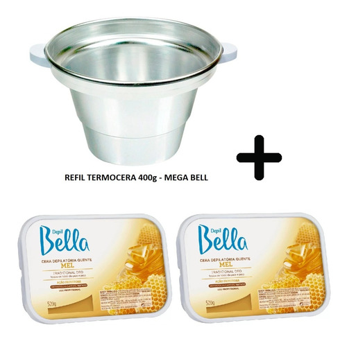 Refil Termocera Panelinha 400g Megabell + 2 Ceras 500g Mel 