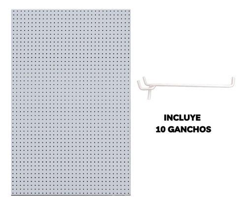 Panel Perfocel 60x122cm 1c Blanco -incluye 10 Ganchos- Tumin