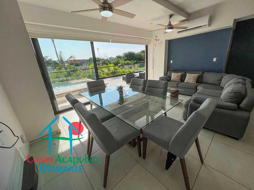 Cad Altamar Residencial Calypso 001. Terraza En L Con Jacuzzi Y Vista A Las Áreas Comunes, Sala Y Asador