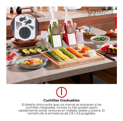 Imagen 4 de 7 de Cortador Vegetales Frutas Multifuncional Acero Inoxidable