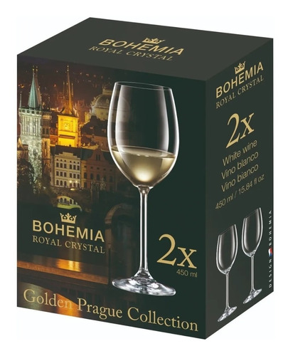 Copas De Vino Cristal Bohemia 450 Ml Set 2 Unidades