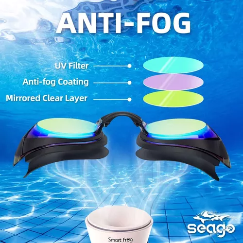 Seago Paquete de 2 gafas de natación de silicona antivaho y UV para  adultos, mujeres y hombres