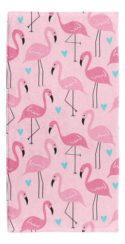 Toalha De Banho Aveludada Praia Piscina Estampada 140x70cm Flamingo