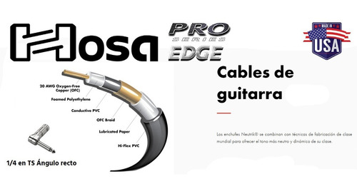 Cables Para Instrumento Y Pedal Hosa Custom Guitarra 3 Pz