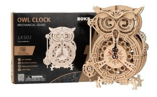 Imagen 1 de 2 de Puzzle Reloj Buho De Madera - Owl Clock - Robotime