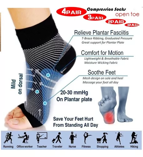 3 pares de calcetines de compresión para hombres y mujeres, manga de  compresión para soporte de tobillo, alivio rápido del dolor, alivia la  hinchazón