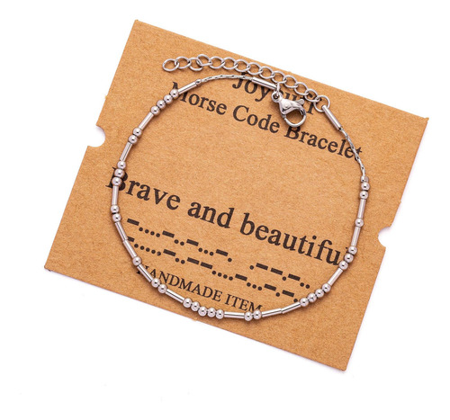 Joycuff Brave And Beautiful Morse Code Pulseras Para Mujeres