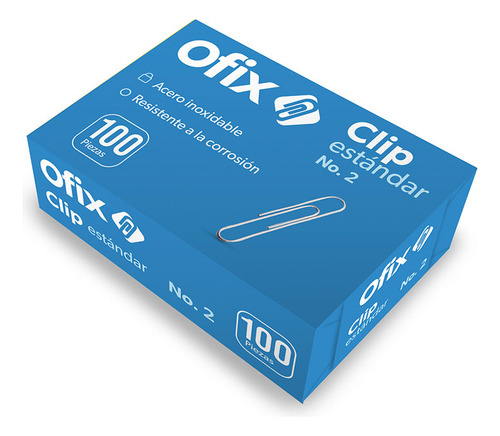 Caja De Clip Para Hojas Ofix Sujeta Documentos 27mm Estandar Color Gris