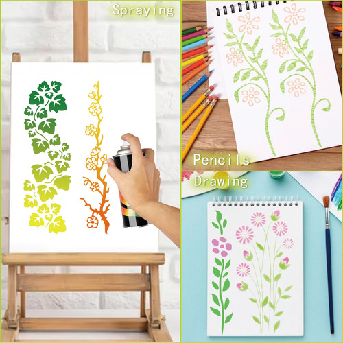 Plantillas Reutilizables Hojas De Vid Y Flores Para Manualid