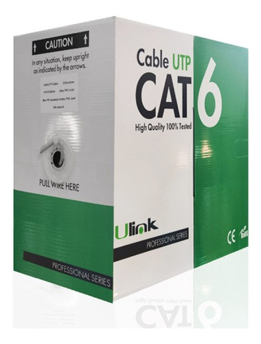 Cable Utp Red Cat-6 Indoor Ulink 305 Metros 24awg 100% Cobre