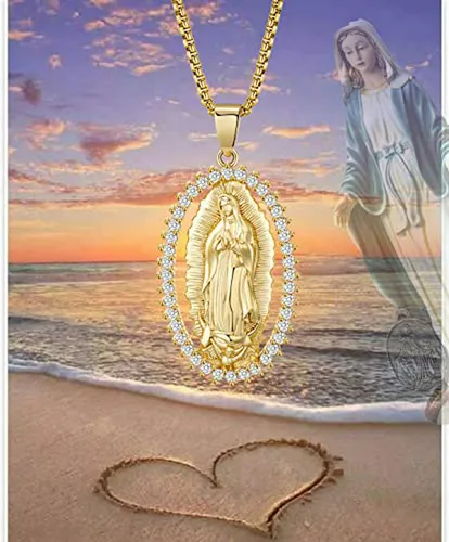 Collar Virgen De Guadalupe 18k Oro / San Judas Tadeo Colgant