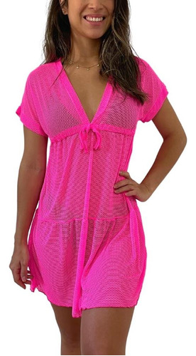 Saída De Praia Feminina Transparente Vestidinho Curto