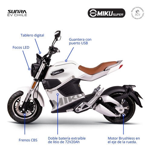 Imagen 5 de 20 de Moto Eléctrica Sunra Miku Super, 80km/h, Doble Batería