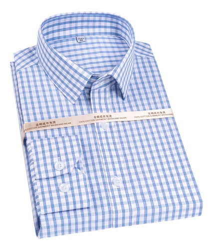 Camisa De Vestir A Cuadros A Rayas De Algodón Para Hombre, C